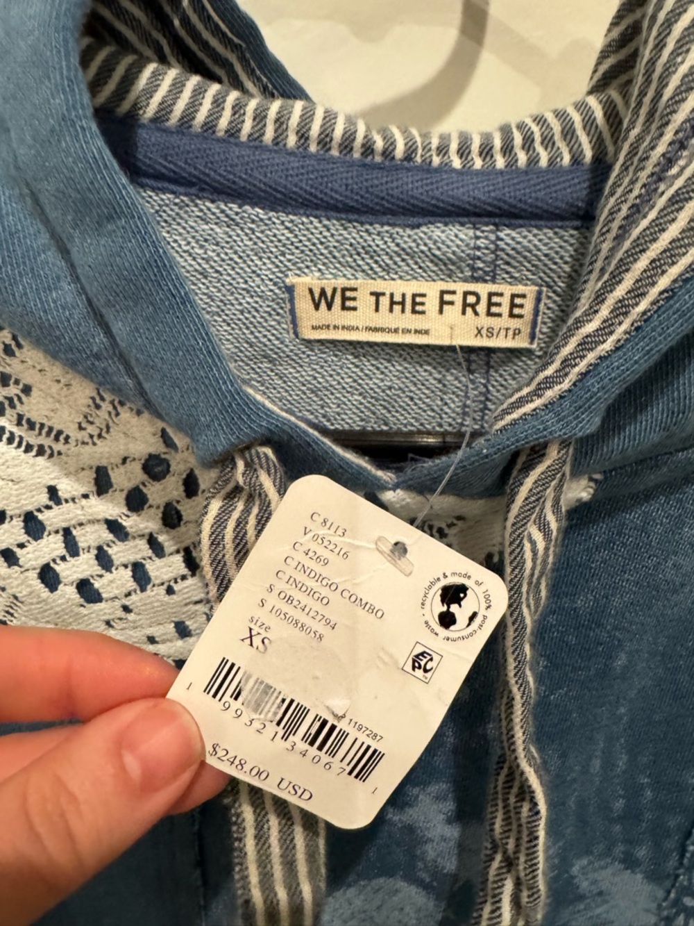 We The Free Indigo Patchwork Lace Hoodie - Picture 3 of 5